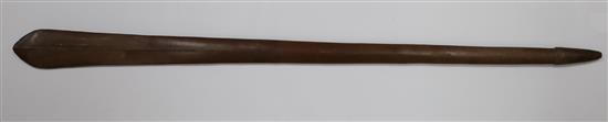 A Polynesian hardwood paddle club, probably 19th century, 46.75in.